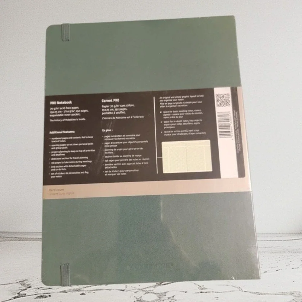 Moleskine‎ PRO Notebook Hardcover Green Expandable Pocket 9.5